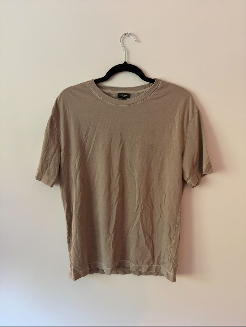 Beige Express X Crew Neck T-Shirt in Taupe Brown Earth Tone Tee